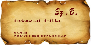 Szoboszlai Britta névjegykártya